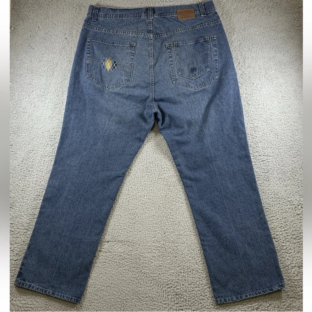 PHAT FARM Jeans Men's Zip Fly Embroidered Cotton Blue Denim 44x32 (Actual 42x30)